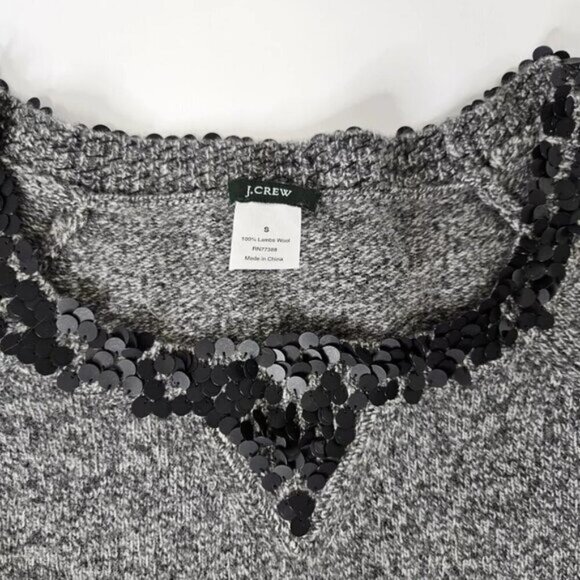 J. Crew Y2K 100% Lambs Wool Sequin Gray Soft Pullover Sweater Size Small - Picture 5 of 8